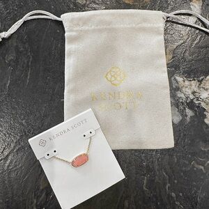 Kendra Scott pink Elisa necklace gold rose quartz